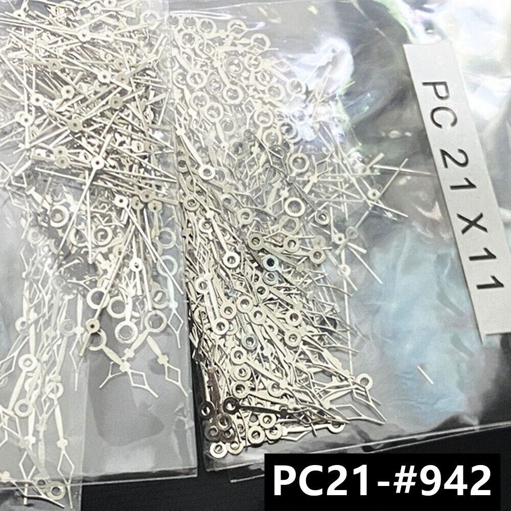 100 Sets 11mm Silver Watch Hands for Hattori Epson PC21 Quartz Movement
