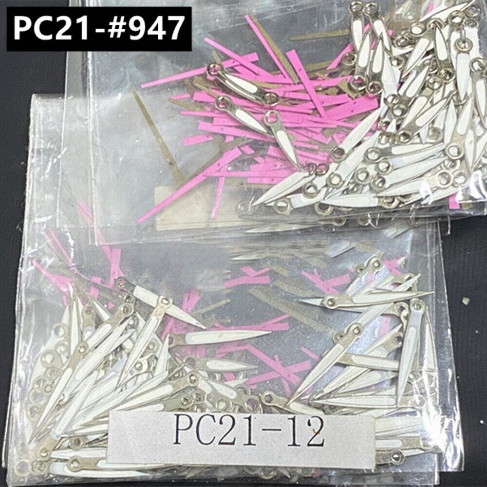 100 Sets 12mm Silver Pink Watch Hands for Hattori Epson PC21 Quartz Movement