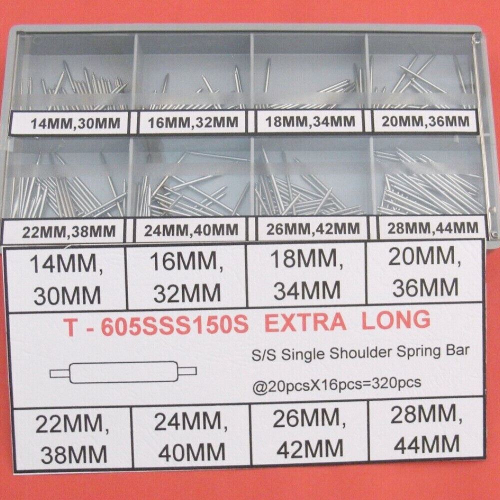 320pcs 1.5mm stainless steel spring bars assortment 14-44mm for watch strap replacement