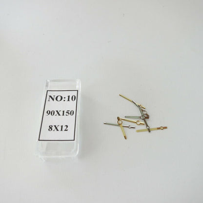 Set of 44 luminous yellow and white watch hands, includes hour, minute, and second hands for accurate timekeeping.
