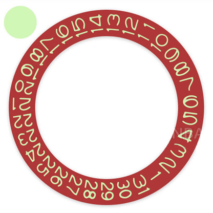 Red background date wheel with mint green font, compatible with Miyota NH35 NH36 watches