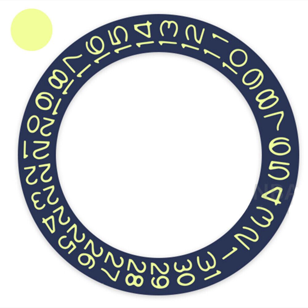 Disque de date en denim bleu avec police jaune citron pour Miyota NH35 NH36