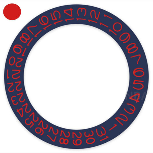 Disque de date en denim bleu avec police rouge piment pour Miyota NH35 NH36