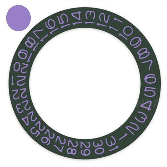 Roue de date pour Miyota NH35 NH36, fond vert chasseur foncé, police violette orchidée