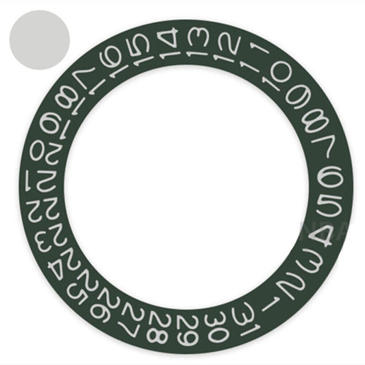 Fond vert chasseur foncé, police gris clair, roue de date pour Miyota NH35 NH36