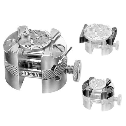 Bergeon 4513 double jaw movement holder for precise watch repair and assembly tasks.