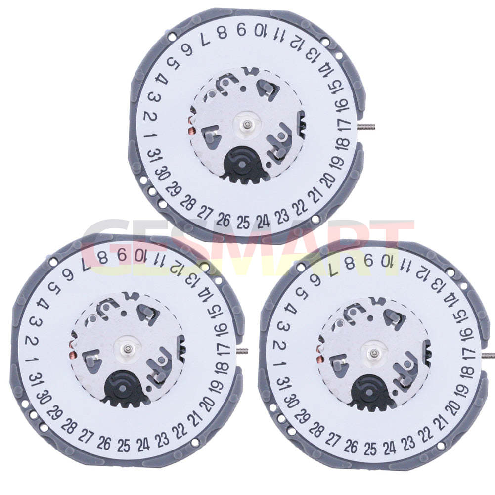 Hattori Epson TMI VJ34 quartz watch movement with date displays at 3 and 6 o?clock, Japan made.