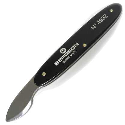 Bergeon 4932 watch case knife for precise bezel and caseback opening in watch repair.