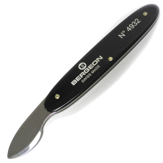 Bergeon 4932 watch case knife for precise bezel and caseback opening in watch repair.