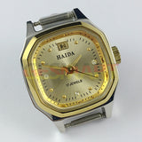 HAIDA Manual Mechanical Lady Watch Golden Nail 17 Jews Octagonal Shape Case