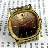 Shanghai Manual Mechanical Watch Golden Nail Square Case Gradient Brown Dial