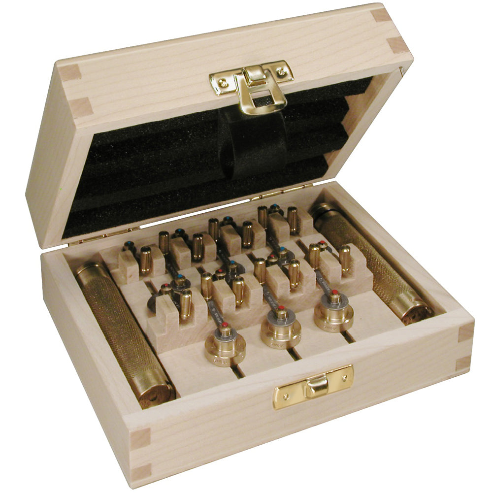 Bergeon 5355 mainspring winder set for precise watch spring replacement and repair tasks.