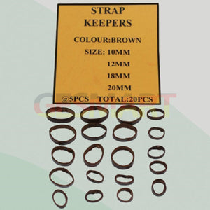 20pcs 4 Sizes 10-20mm Brown Watch Leather Strap Keepers Watch Parts