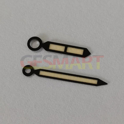 Black trim luminous green watch hands by Seagull for ST3600/ST3621/ETA6497/6498 movements, enhancing readability.