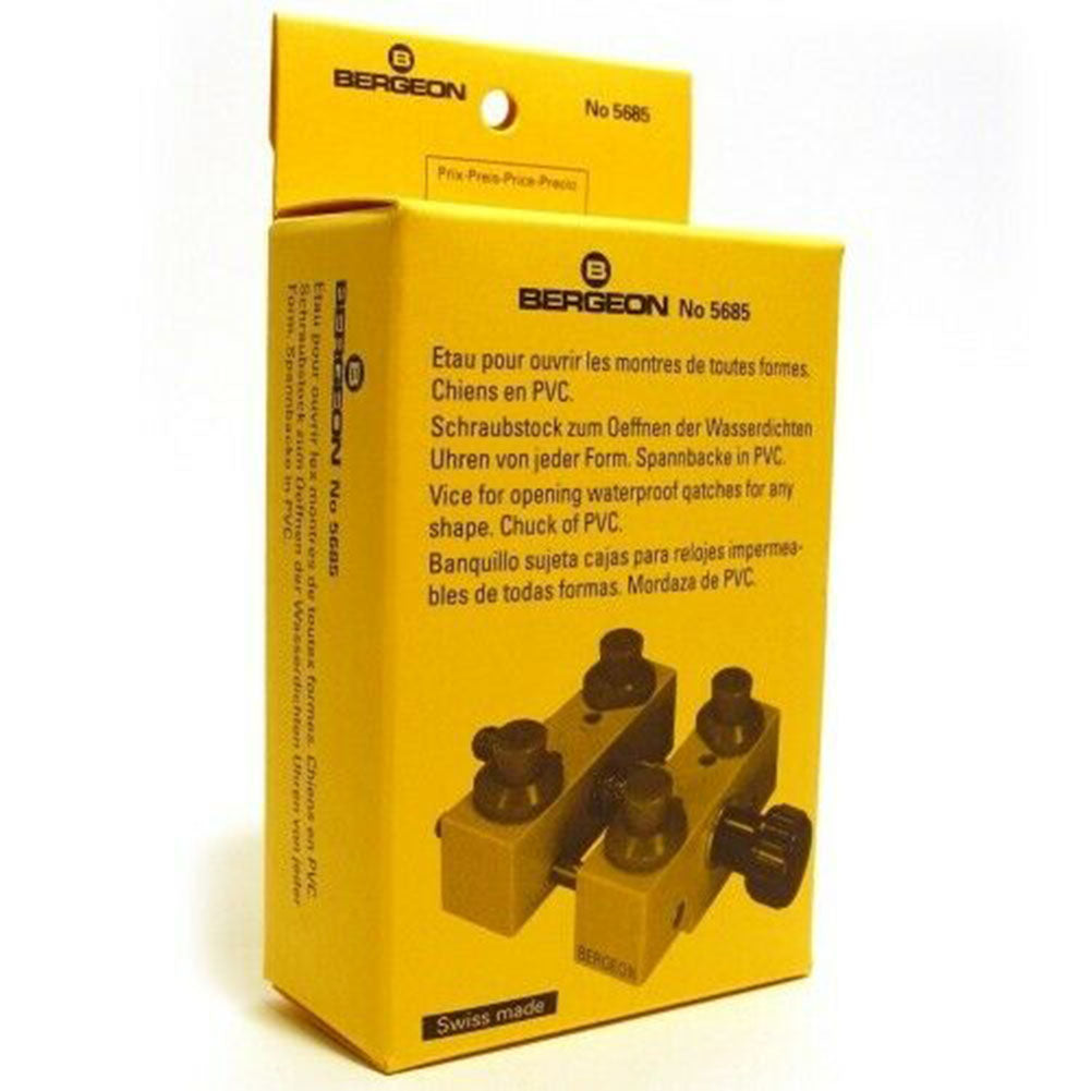 Bergeon 5685 waterproof watch case vice holder for secure watch repair and maintenance.