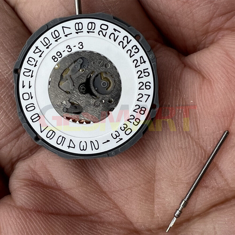 Miyota 6M12 quartz movement with date display at 3 o'clock, Japanese precision for watch accessories.