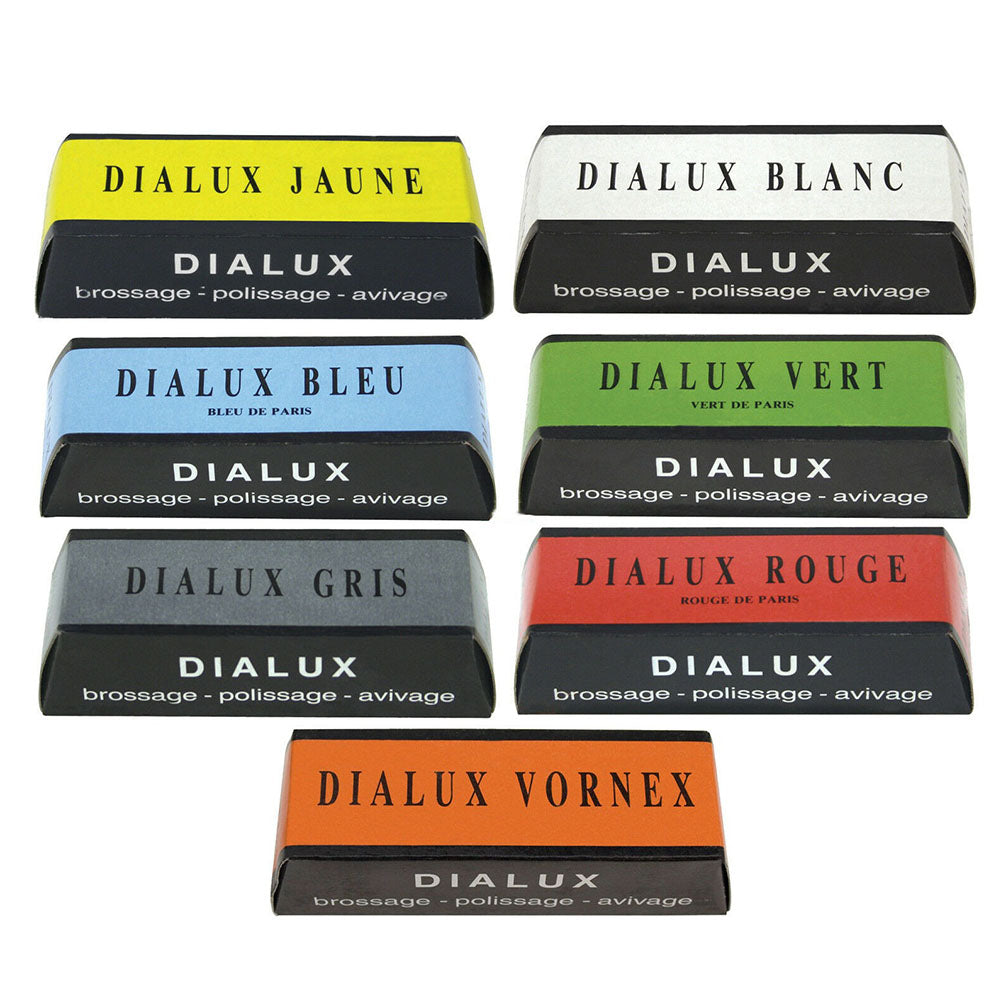 Bergeon 5885 DIALUX Rouge Polish set featuring 7 watch accessory polishing products for shine restoration