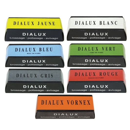 Bergeon 5885 DIALUX Rouge Polish set featuring 7 watch accessory polishing products for shine restoration