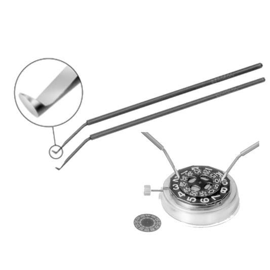 Bergeon 5886 precision levers for safely removing digital watch display discs in repair tasks.