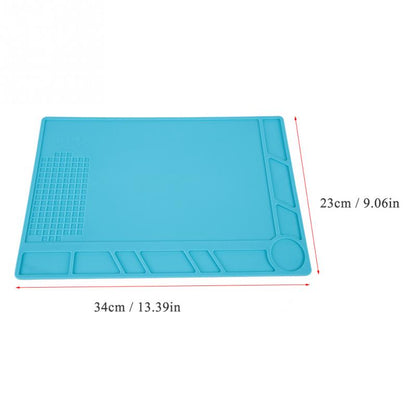 Heat-resistant 34cm x 23cm silicone mat, non-slip soldering station work pad.
