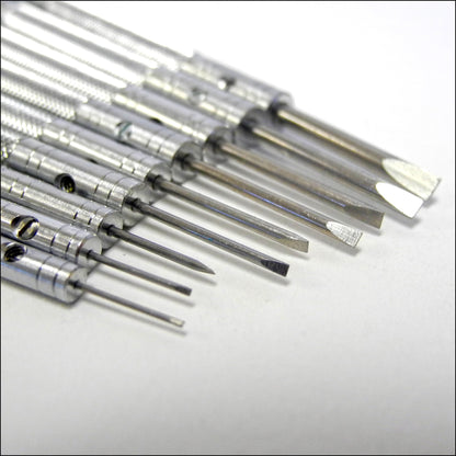 Bergeon 5970 watch repair set featuring 9 Swiss-made precision screwdrivers for detailed watch accessory maintenance.