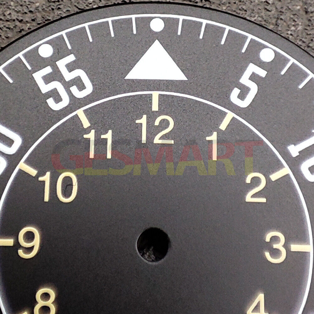 33.8mm green luminous pilot watch dial for NH35 movement, perfect for accurate watch repairs.