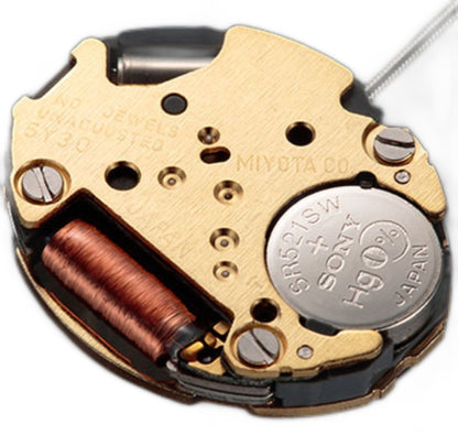 Miyota 5Y30 Japan quartz movement close-up highlighting precise watch accessory by Miyota brand.