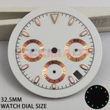 Green Lume Silver/Rose Golden Timed Lap Watch Dial for VK63 Quartz Movement