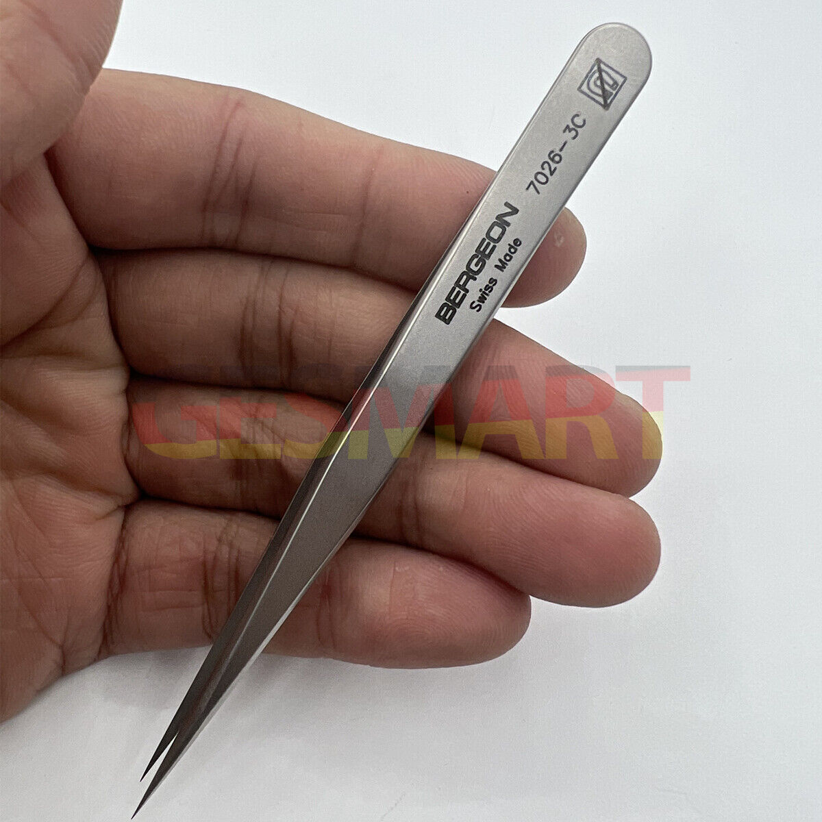 Bergeon 7026-3C stainless steel anti-magnetic tweezers for precise watch repair tasks.