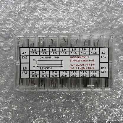 316# stainless steel watch strap pins for secure watchband links, 180 pieces per box.