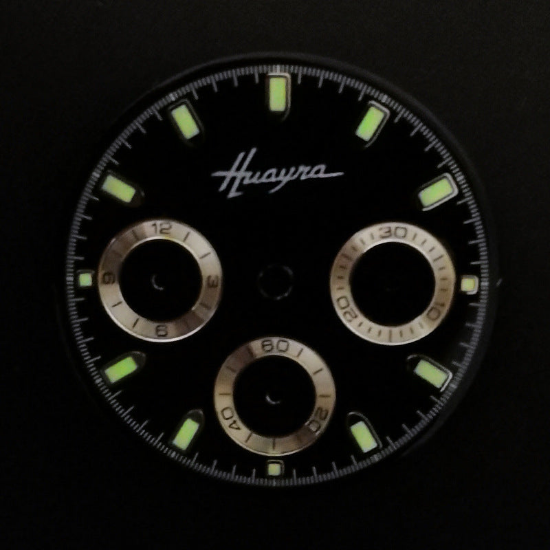 29MM green luminous watch dial for VK63 movement, enhancing visibility and stylish precision design.