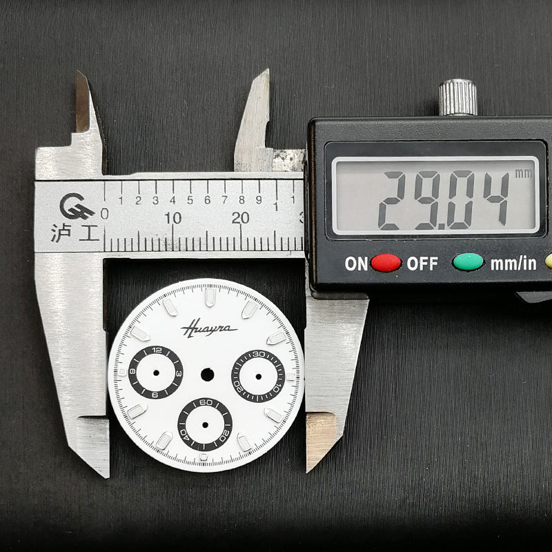 29mm green luminous watch dial for VK63 movement, ensuring clear time reading in low light.