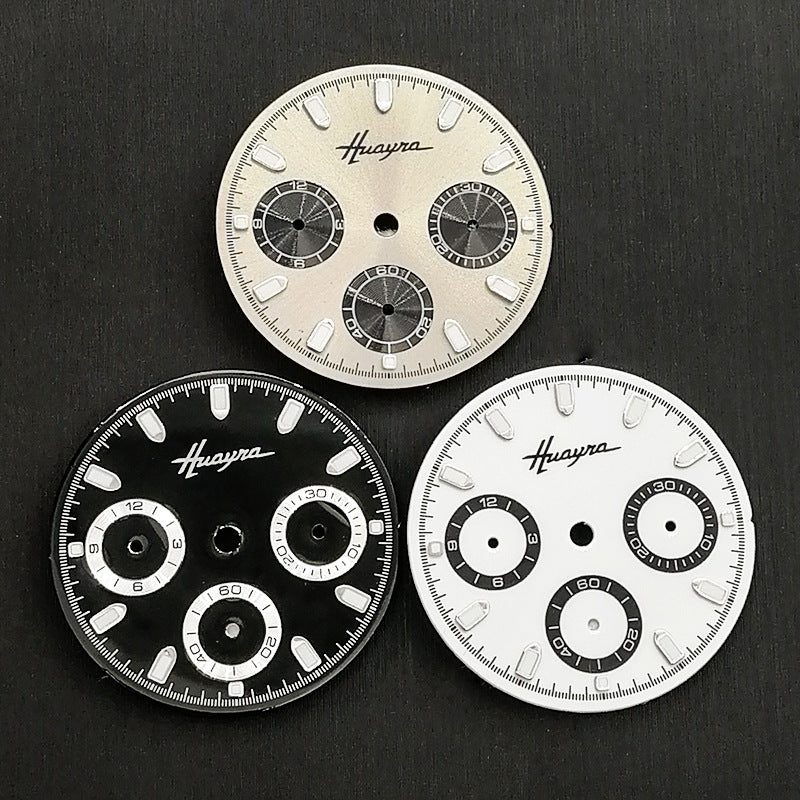 29MM green luminous watch dial for VK63 movement, enhancing visibility and style with precision design.