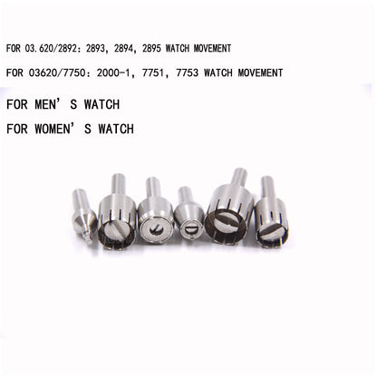 RLX watch crown tube tool for accurate removal and installation of pushers and battery cases in watch repairs.