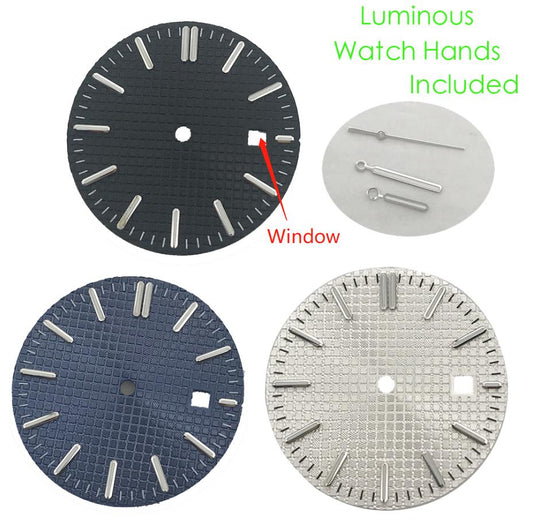 31.7MM watch dial with luminous hands, compatible with Miyota 8215 and 2813 movements,.