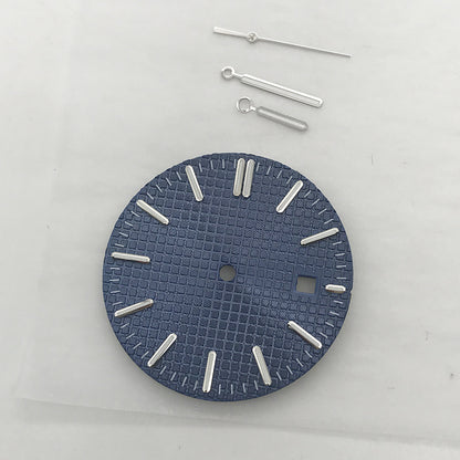 31.7MM watch dial with luminous hands, compatible with Miyota 8215 and 2813 movements, ideal for replacements.