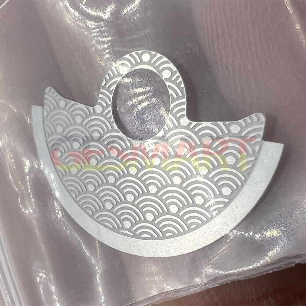 Waved silver metal sheet overlay on Miyota 9015 rotor by Hammer, enhancing watch accessory design and durability