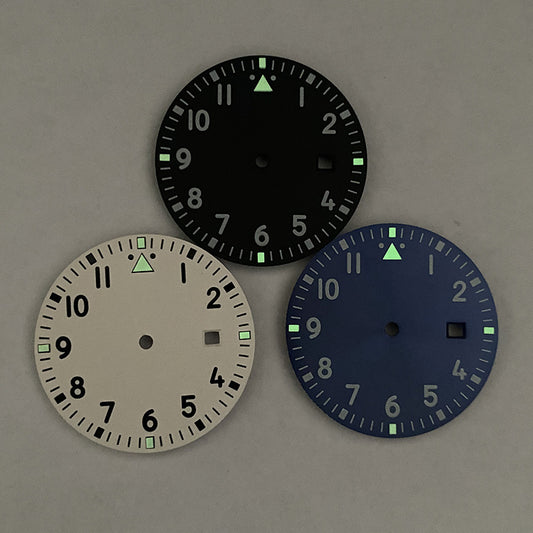 Green luminous 33.5MM watch dial, compatible with Miyota 8215/2813 movements for enhanced readability.