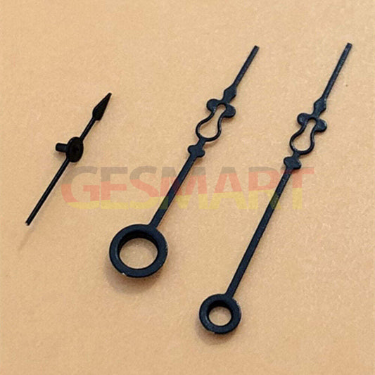 Small black floral watch hands for Seagull ST3600 movement, precise design.