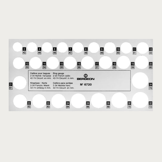 Bergeon 6720 precision ring gauge set for accurate watch accessory measurements, available in packs of 1, 3, 5, or 10.