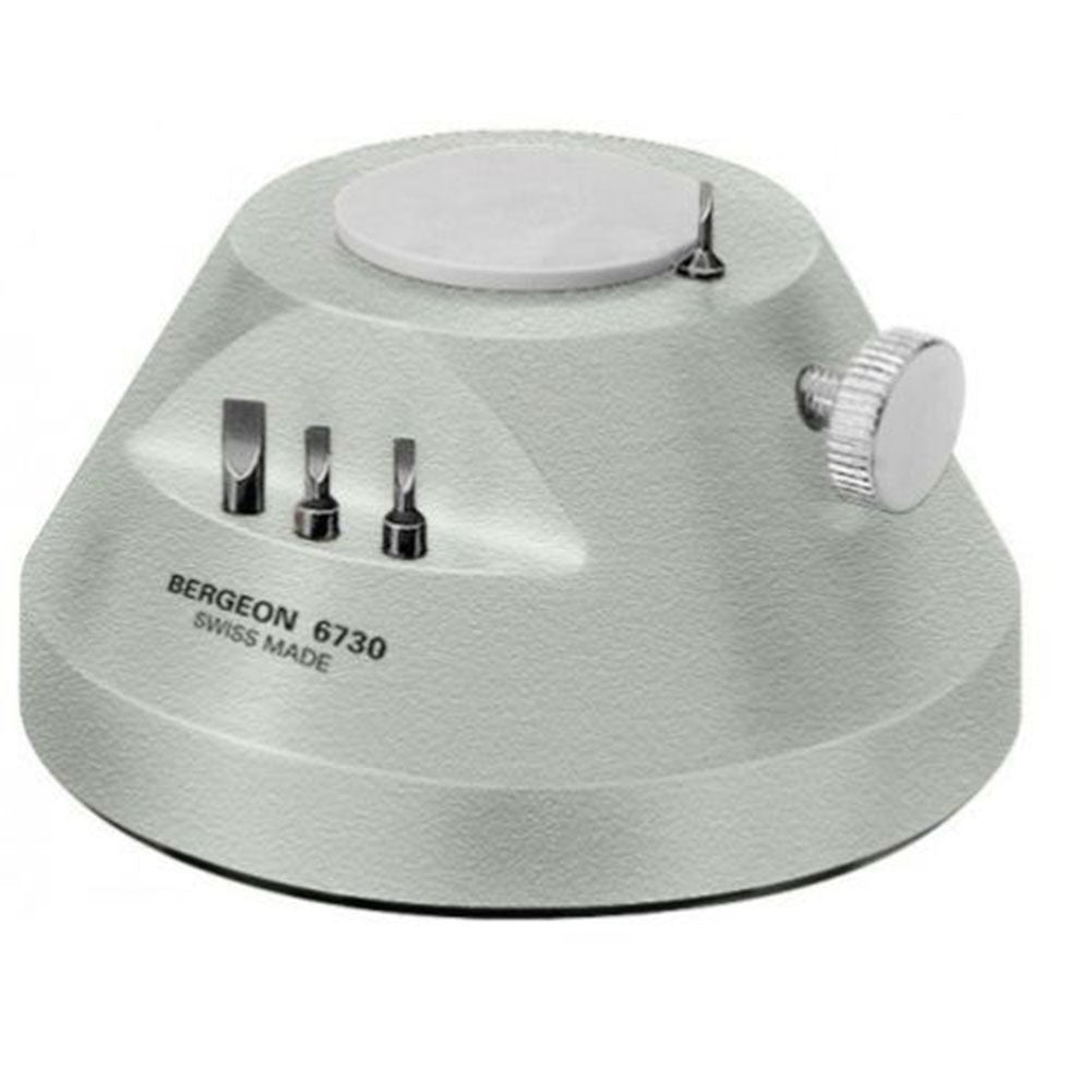 Bergeon 6730 tool for secure fitting and removal of watch bracelet band screws, precision watch accessory.
