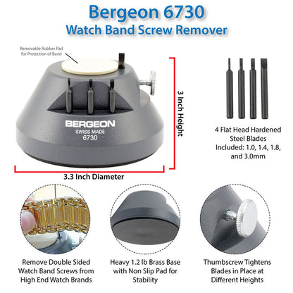 Bergeon 6730 precision tool for secure fitting and removal of watch bracelet screws, ideal for watch repair.