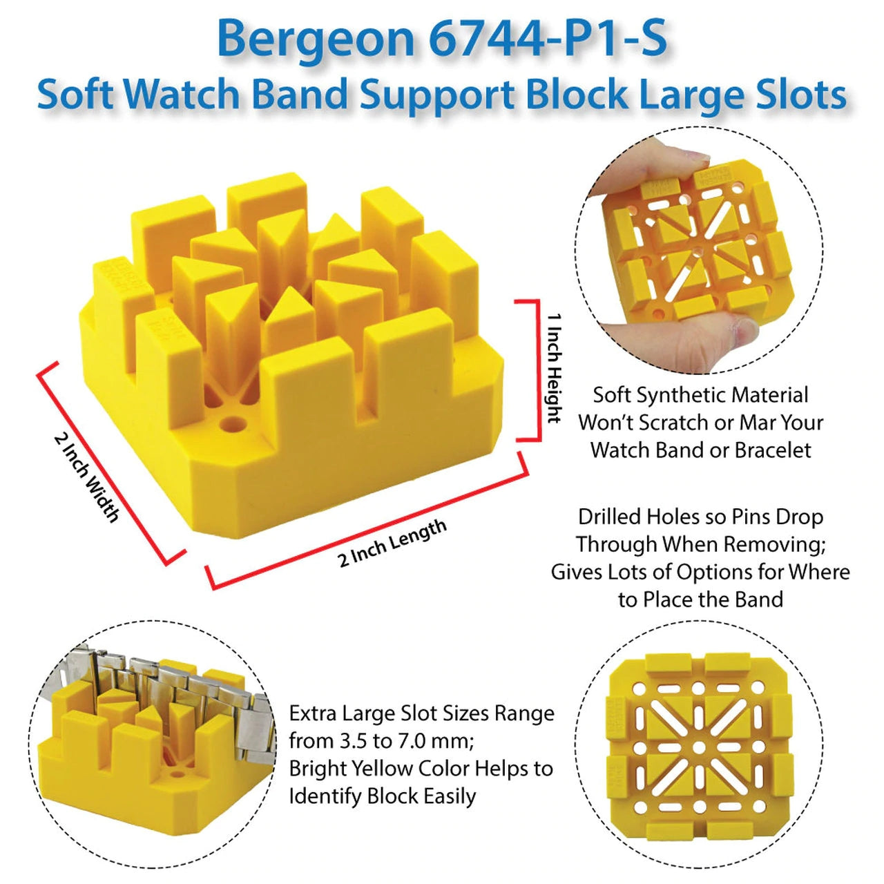 Bergeon 6744-P1-S flexible watch bracelet holder securing watches for precise repair and assembly