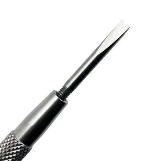 Bergeon 6767-A forked tip for precise watch band pin removal, compatible with 6767-S tool, durable steel design.