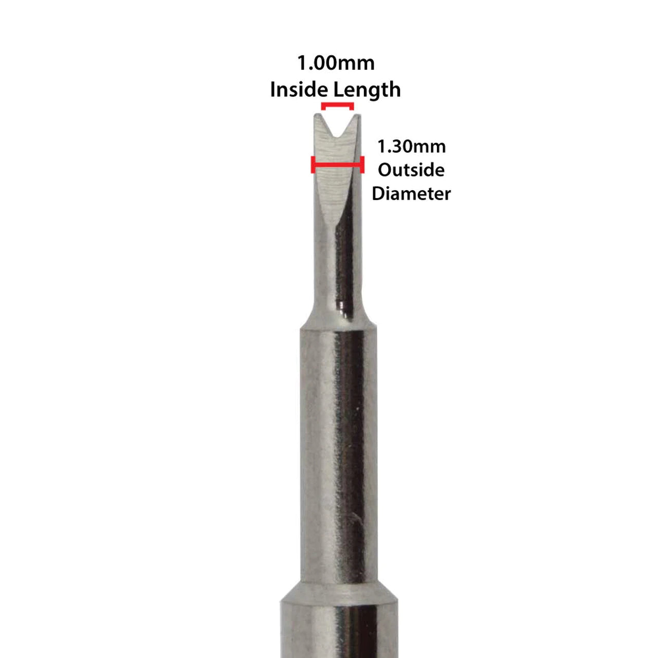 Bergeon 6767-AF forked end tip for spring bar tool, precise watch strap removal accessory in silver.