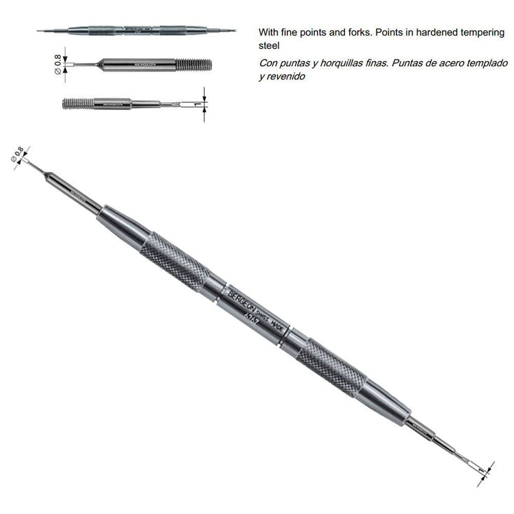 Bergeon 6767-F spring bar tool with ergonomic grip for precise watch bracelet fitting and removal.