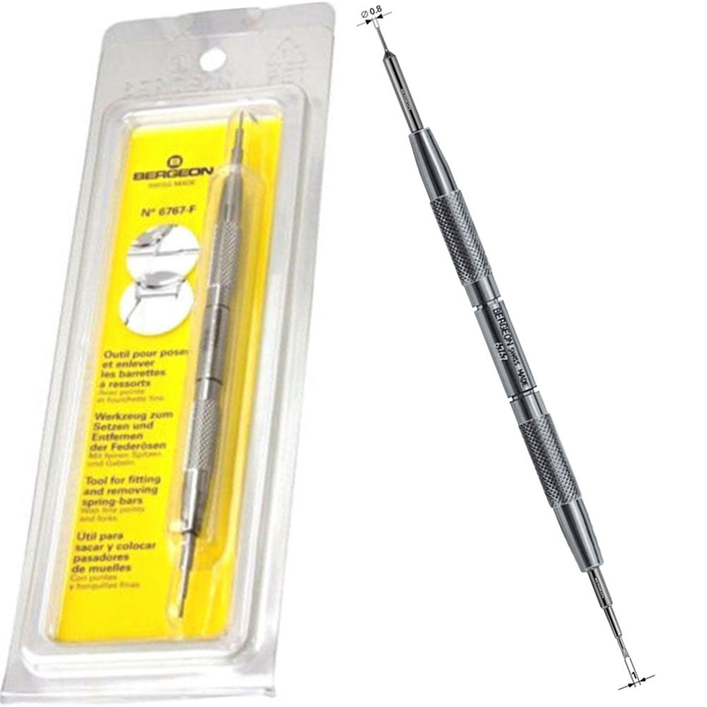 Bergeon 6767-F spring bar tool for precise watch bracelet fitting and removal.