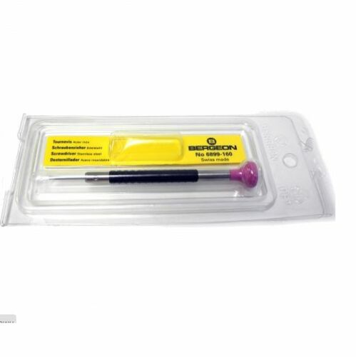 Bergeon 6899-160 ergonomic screwdriver for watch screws, 1.60mm precision Swiss tool.