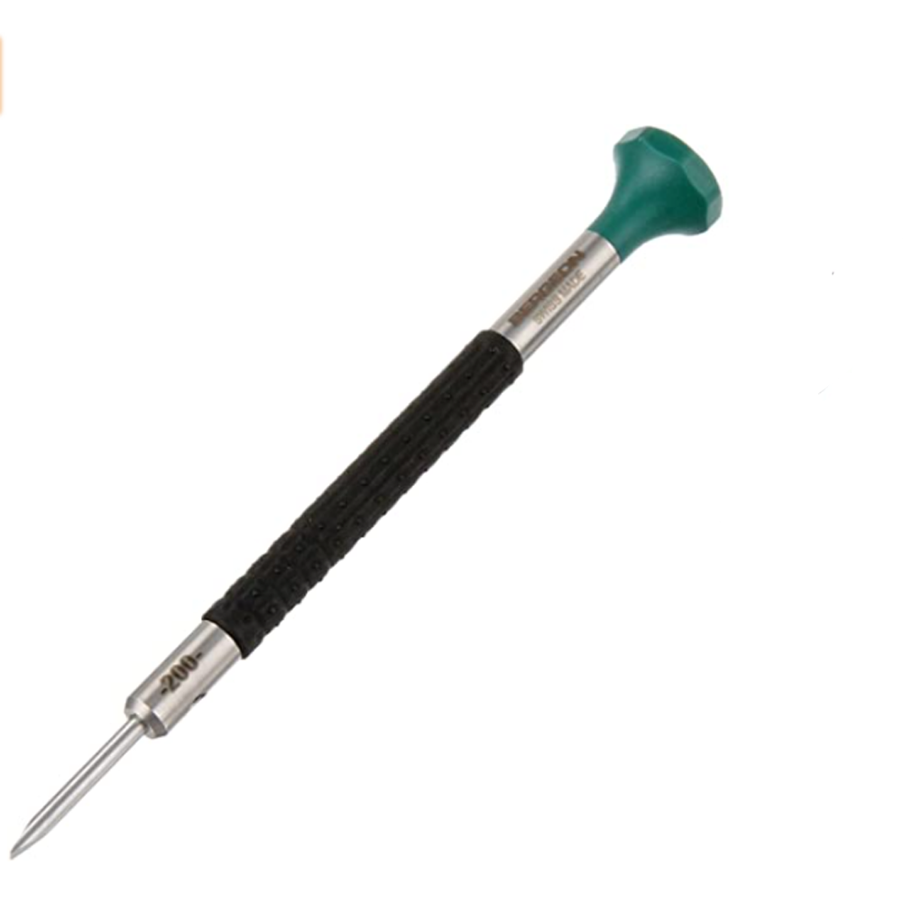 Bergeon 6899-AT-200 ergonomic 2.00mm screwdrivers with spare blades for precise watch repairs.