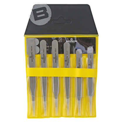 Bergeon 7024 set of 6 precision anti-magnetic tweezers for watch repair and accessories.